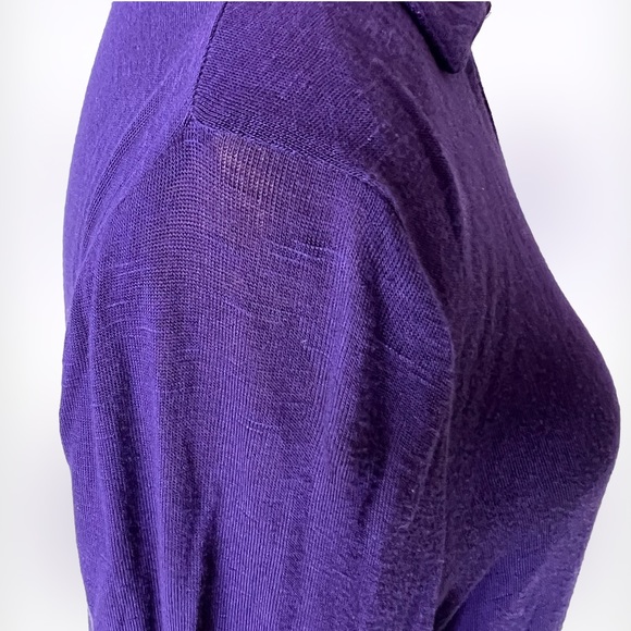 Cato purple pullover long sleeve curvy tunic v neck collar gathered cuffs sz L - Picture 6 of 7